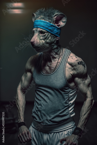 Gym rat personification  Generative AI illustration
