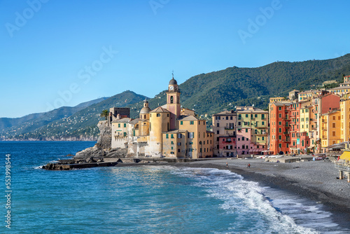 Сolorful houses in Camogli resort town near Genoa, Liguria, Italy