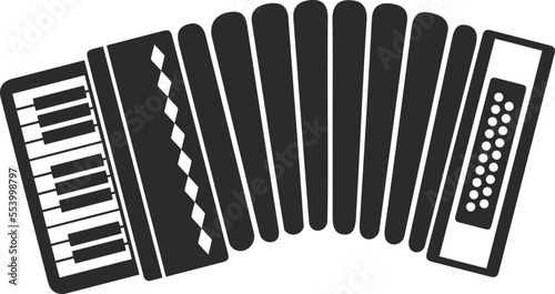 Accordion icon, music object icon black vector