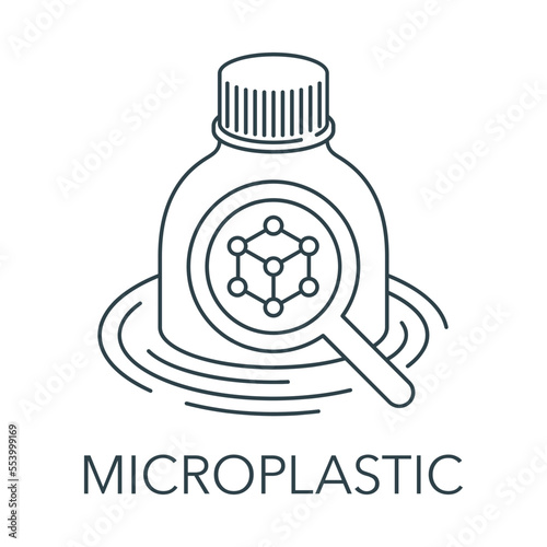 Microplastic - bottle in the ocean with particles