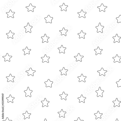 doodle background, pattern with stars in black lines on a white background