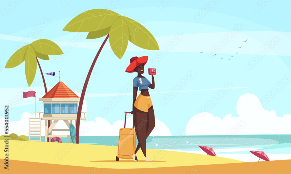 © Macrovector - Black Woman Tourist Illustration
