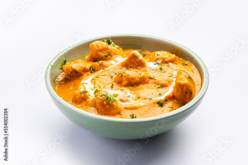 Tasty butter chicken curry or Murg Makhanwala or masala dish from Indian cuisine