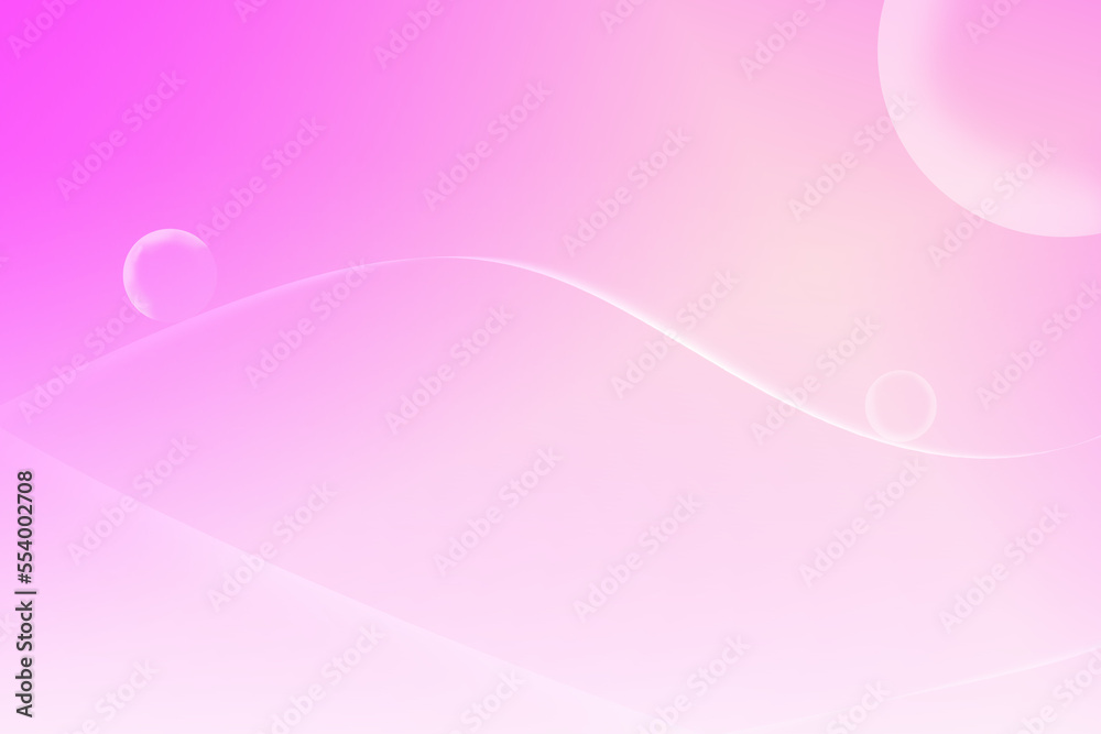 Abstract blue background template. Various curves according to the imagination of the movement are light pink and white. with a soft white glowing round ball on the curve. With copy space.
