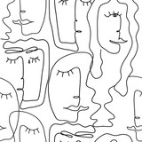 Artistic Faces. Decorative vector seamless pattern. Repeating background. Tileable wallpaper print.