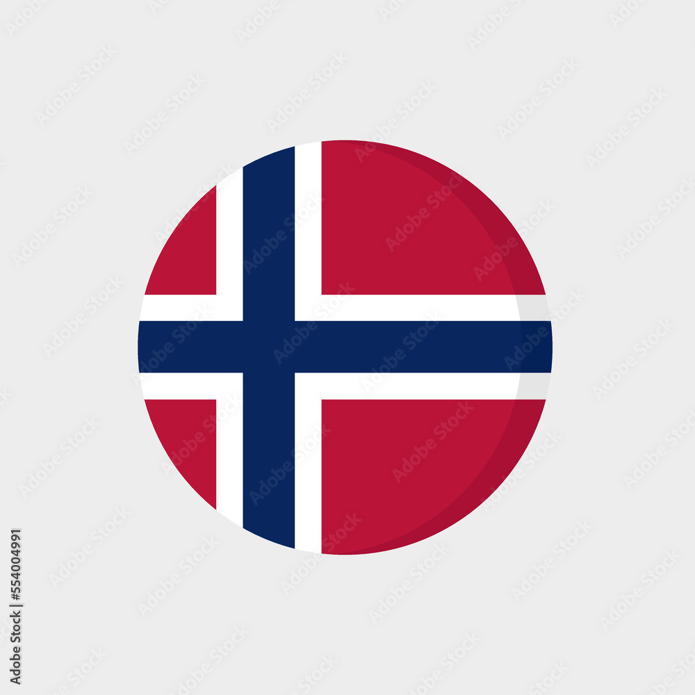 Flat icon flag of Norway in circle symbol isolated on white background. Vector illustration. Flat icon flag of Norway in circle symbol isolated on white background. Vector illustration.