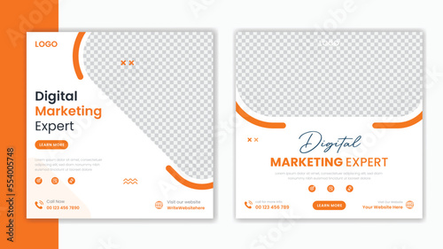 Corporate minimal social media post design, square post template with colorful shape, business social media post layout vector