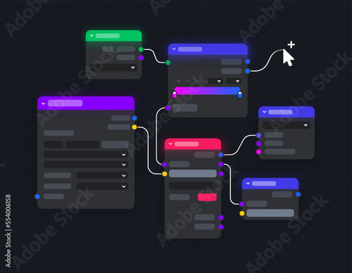 Node group. Nodes in 3d space. Vector illustration photo