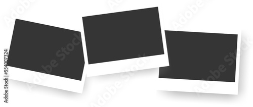 Realisctic retro photo frames. Snapshots on tape. Booth empty teplate for collage