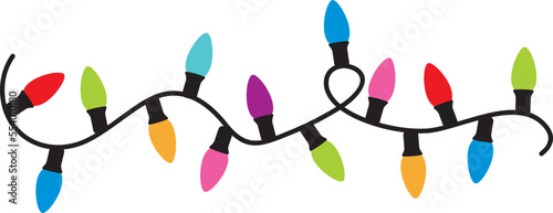 Christmas Lights Color. Vector Illustration. New Year Icon.