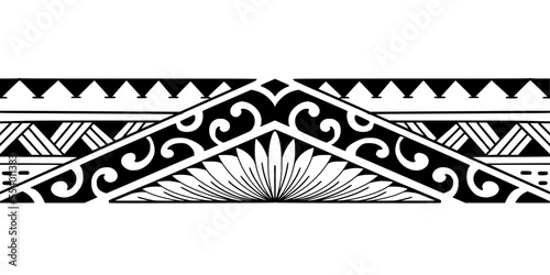 Wrap around arm polynesian tattoo design. Pattern aboriginal samoan. Vector illustration eps10.