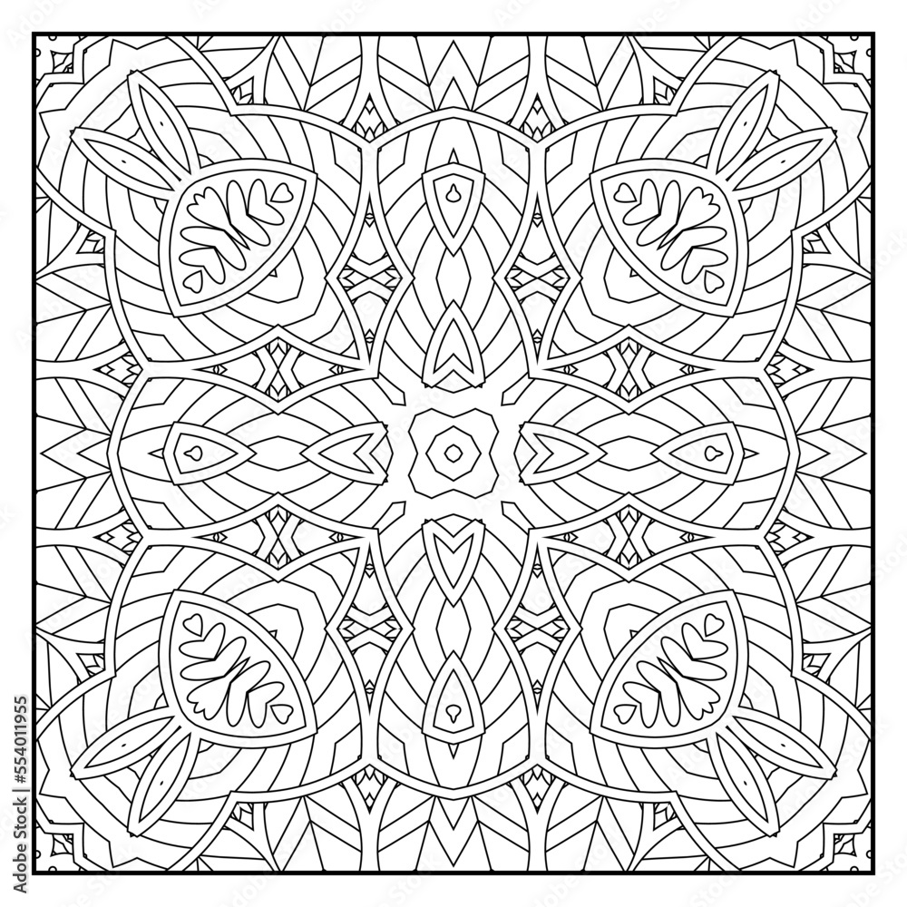 Fototapeta premium Mandala coloring page for adults. Mandala background. Mandala pattern coloring page. Hand drawn mandala pattern background. Vector black and white coloring page for coloring book.