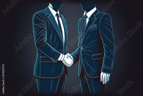 スーツ姿で握手 商談成立 Generative AI