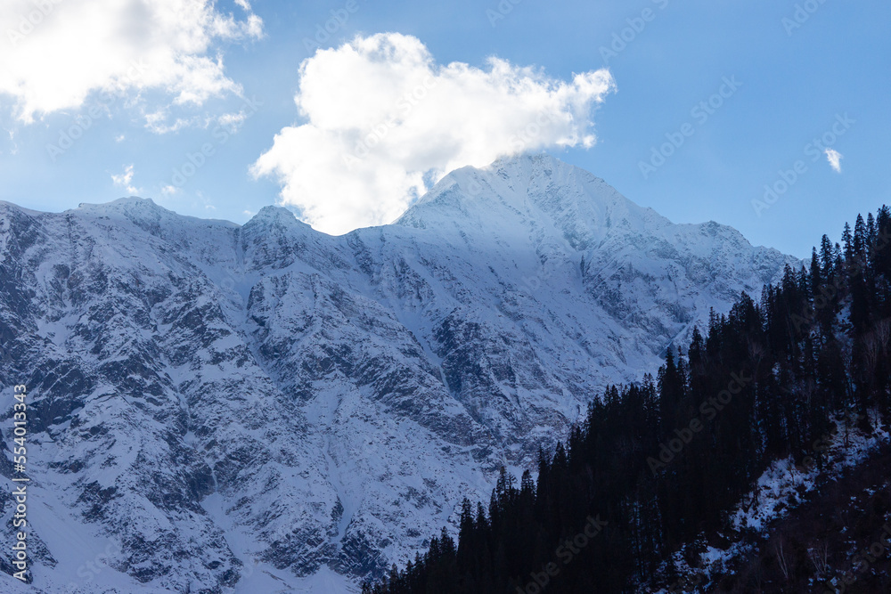 Manali, Himachal Pradesh. Panoramic views of Himalayas. Natural beauty of Solang Valley in India. Famous tourist place for travel and honeymoon destination in India set on Beas river Rohtang Pass Snow Manali, Himachal Pradesh. Panoramic views of Himalayas. Natural beauty of Solang Valley in India. Famous tourist place for travel and honeymoon destination in India set on Beas river Rohtang Pass Snow