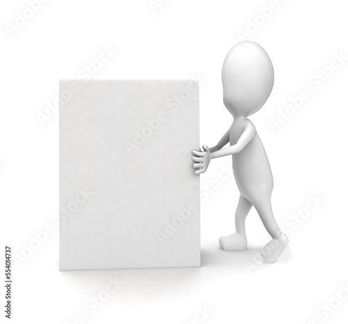 3d man moving a white box concept