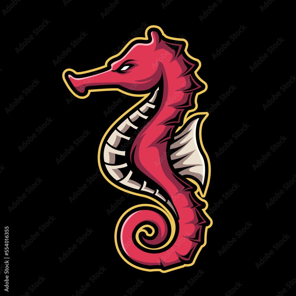 Seahorse mascot sport logo design. Sea horse mascot vector illustration logo Vector illustration in green and yellow color
