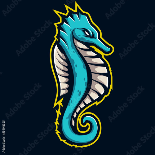 Seahorse mascot sport logo design. Sea horse mascot vector illustration logo Vector illustration in green and yellow color