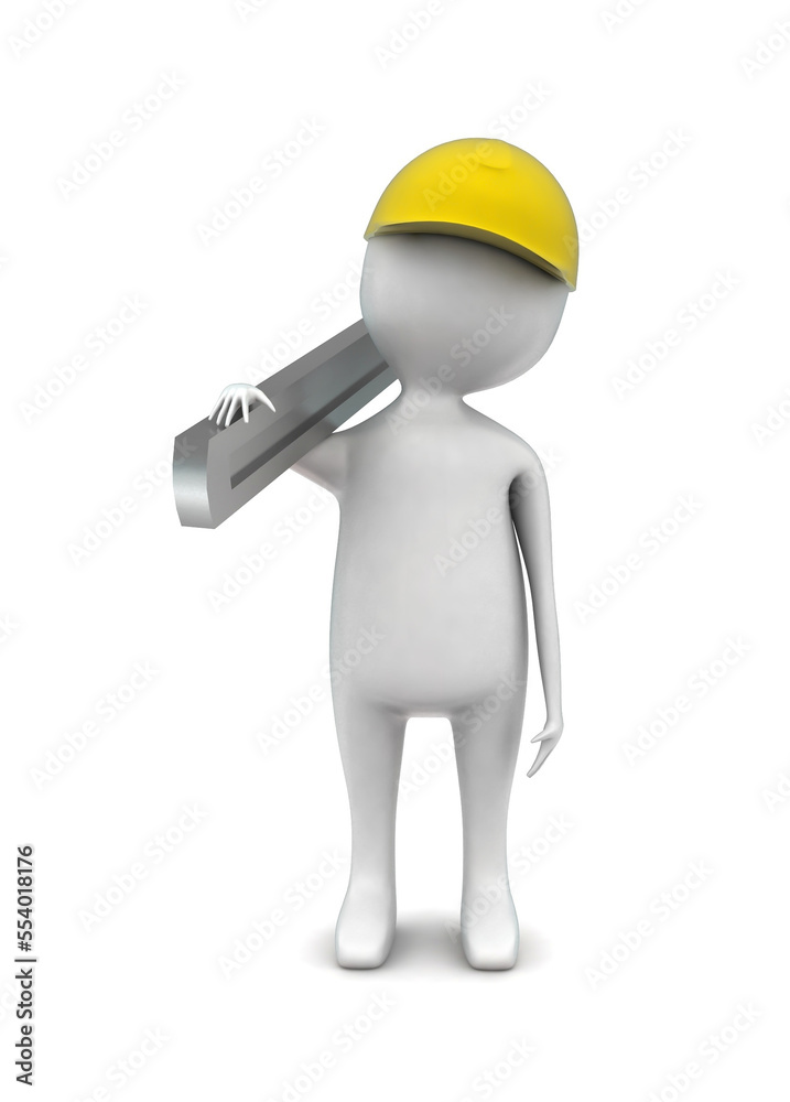 3d man wearing safety helmet and holding wrench in hands concept 3d man wearing safety helmet and holding wrench in hands concept