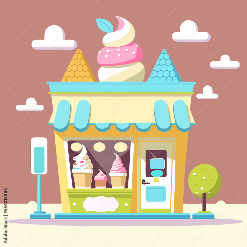shop store fruit yogurt ice cream gelato logo icon cartoon art design Stock Vector Adobe Stock