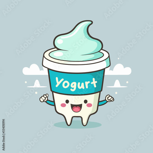 fruit yogurt on cup logo cute mascot ice cream gelato cartoon art design