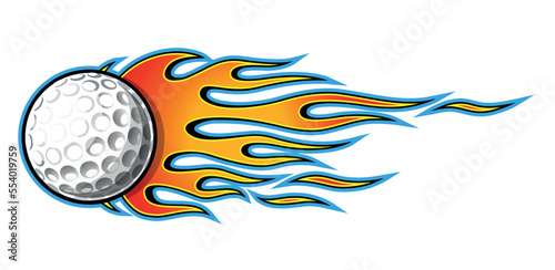 Golf ball in burning fire flame Golf ball vector image car sticker motorcycle decal and sport logo template.