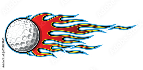 Fire and golf ball vector art graphic Golf ball with tribal flame vinyl car sticker motorcycle truck decal.