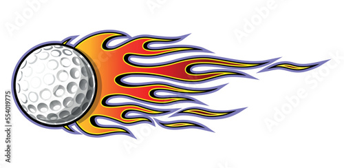 Golf ball vector image with tribal fire flame Golf car sticker motorcycle decal and sport logo template.