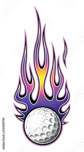 Golf ball in burning fire flame Golf ball vector image car sticker motorcycle decal and sport logo template.