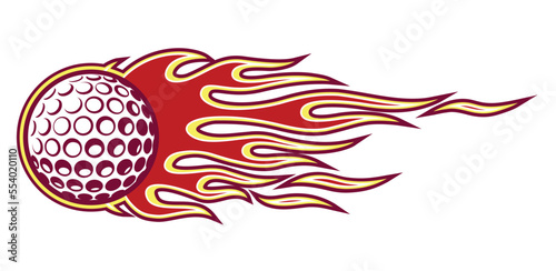 Fire and golf ball vector art graphic Golf ball with tribal flame vinyl car sticker motorcycle truck decal.