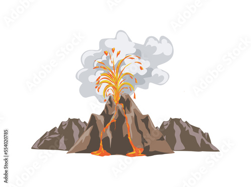 volcano eruption illustration. vector image
