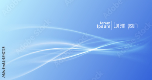 Vector abstract horizontal template. Smoky blue wave flow.