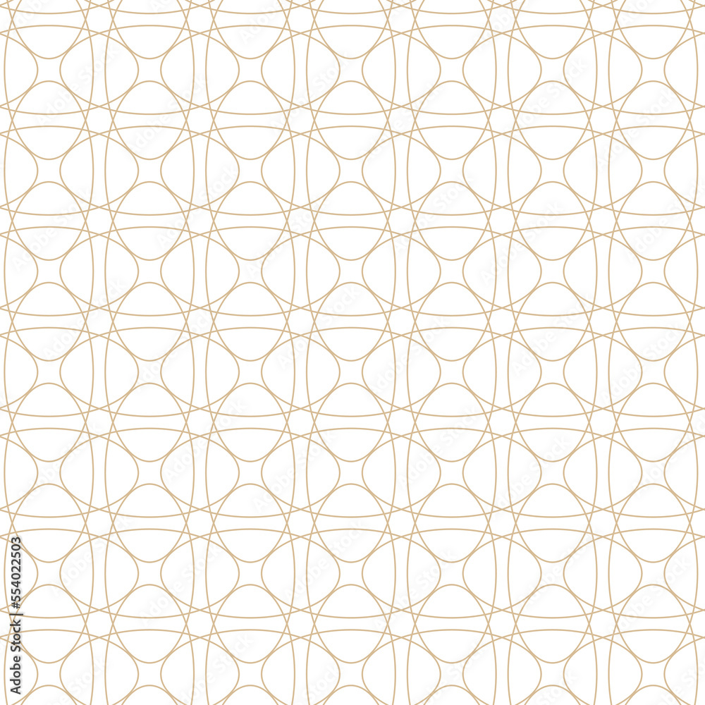 Geometric linear pattern, golden lines on a white background, interesting rounded lines and patterns