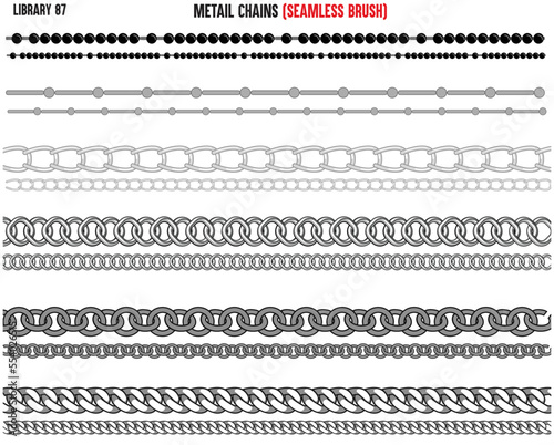 SET OF METAL SHINY CHAINS WITH DIAMNONTE AND ZIRCONS IN METAL CHAINS EDITABLE VECTOR 