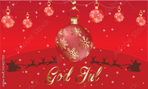 Merry Christmas in Swedish, God Jul. Vector handwritten lettering cards set.