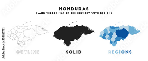 Honduras map. Borders of Honduras for your infographic. Vector country shape. Vector illustration.