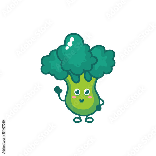 Vintage vegetable poster design with broccoli vector character.