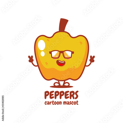 Bell pepper. Peppers. Cute vegetable vector character set isolated on white