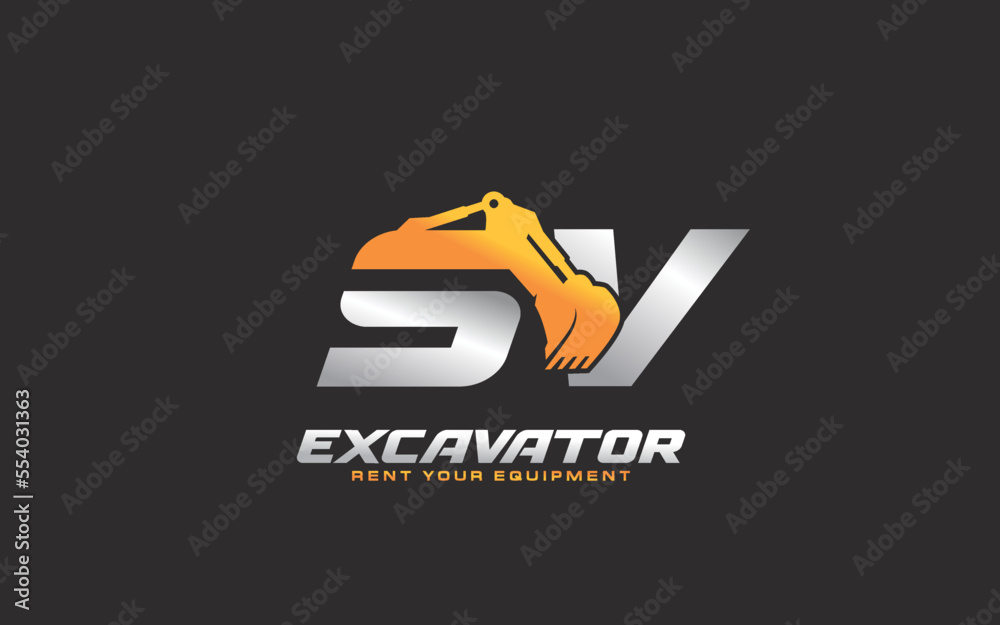 SV logo excavator for construction company. Heavy equipment template vector illustration for your brand. SV logo excavator for construction company. Heavy equipment template vector illustration for your brand.