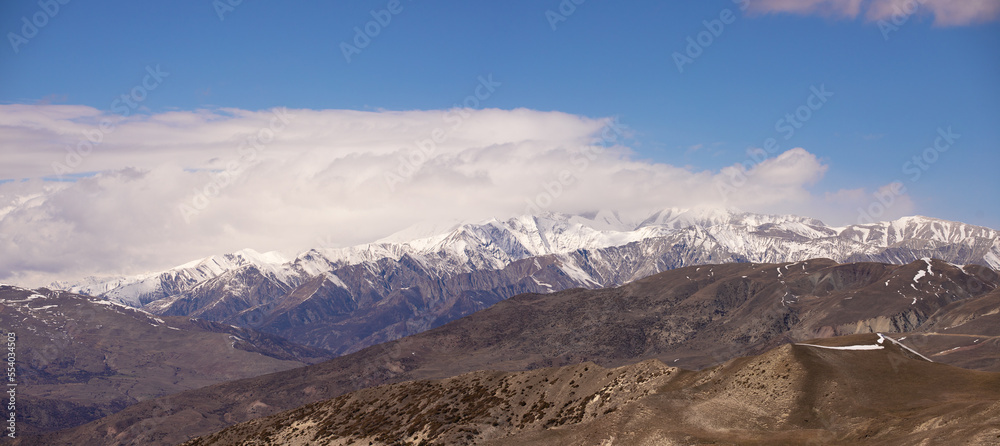 Caucasus mountains covered with snow.