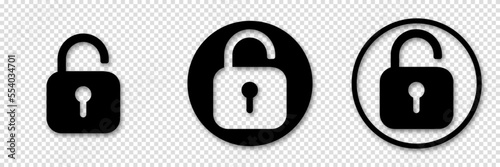 Unlock icons set. Unlock sign and symbol. unlocked padlock icon