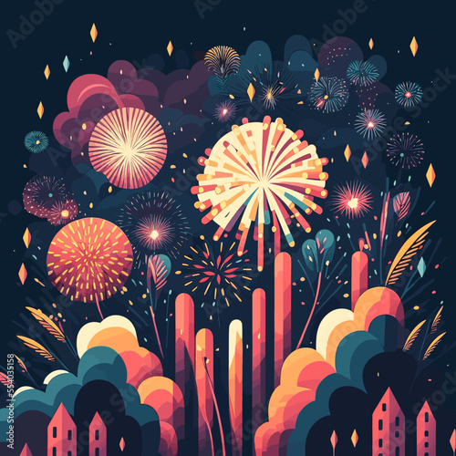 illustration of new year's fireworks