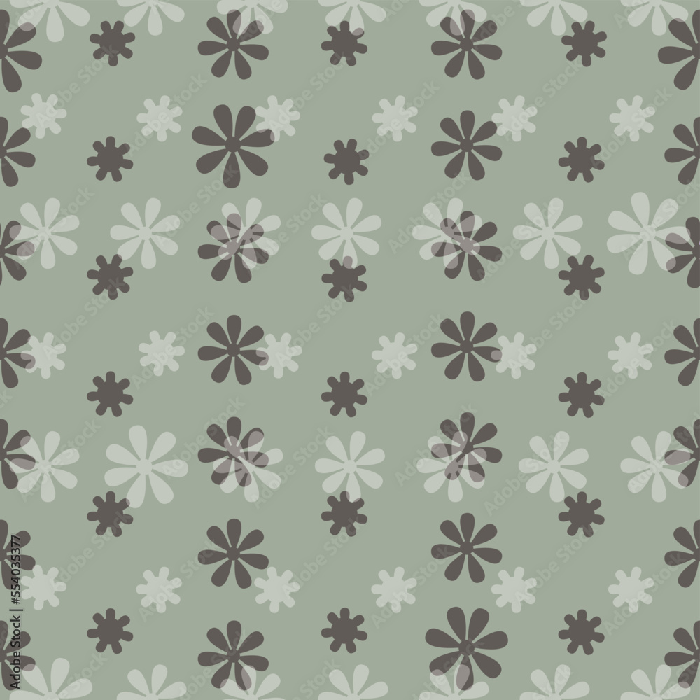 Seamless diaper pattern composed of floral. Blak and white  small flowers are used as elements, suitable for background and wrapping paper design.	