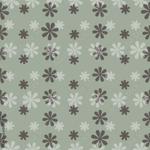 Seamless diaper pattern composed of floral. Blak and white small flowers are used as elements, suitable for background and wrapping paper design. 