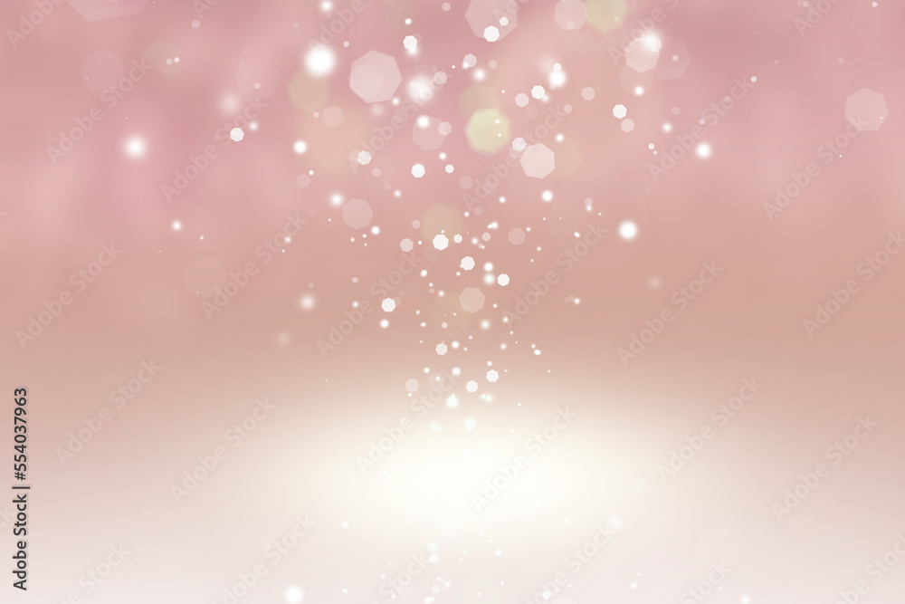 Abstract of Bright and sparkling bokeh background.  Rose gold and sweet bokeh light background.