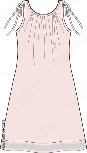 LONG DRESS WITH LACE FOR GIRLS AND WOMEN WEAR VECTOR