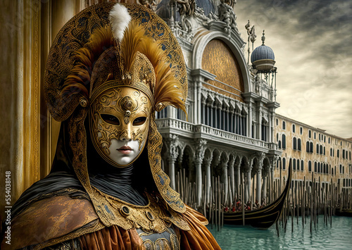 Carnevale de Venezia Venizianischer Karneval Venedig Generative AI Digital ART Illustration photo