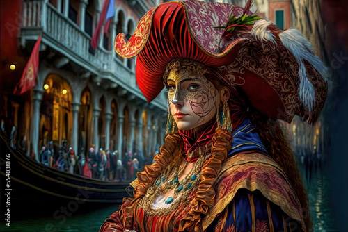 Carnevale de Venezia Venizianischer Karneval Venedig Generative AI Digital ART Illustration