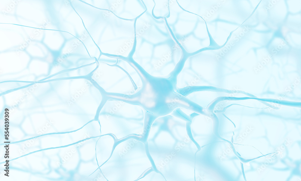 Naklejka premium Neurons in the brain. Nerve cell. Neurone. Neuron cells. Neurology. 3d illustration.