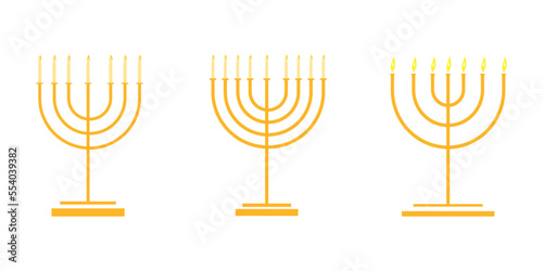 Set of menorah vector. collection Menorah isolated. Menorah colored vector eps10
