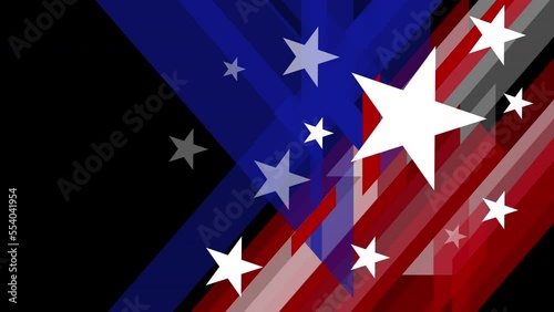 4k animation US national flag abstract linear banner. Motion  animation